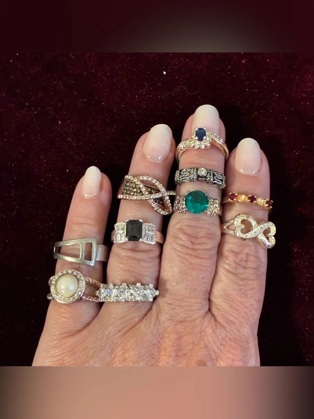 Bundle of 10 Costume Rings Size 7-7.5
